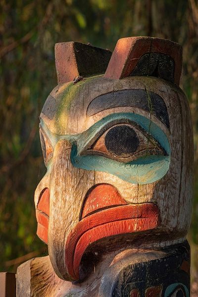 Alaska-Sitka Detail of totem pole at Sitka National Historical Park
